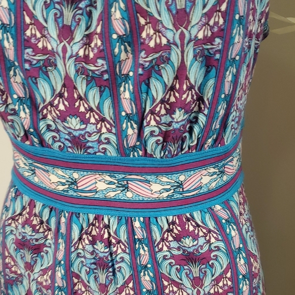 NWT Studio M Elegant Blue and Purple Patterned Dress Size S - Picture 4 of 13